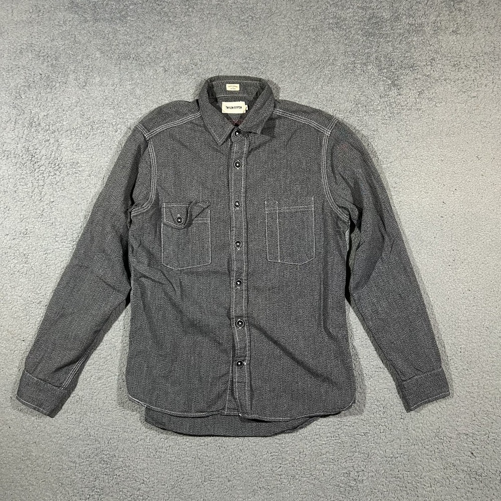 Taylor Stitch California Work Shirt Men's 38 Charcoal Chambray Cotton #2784